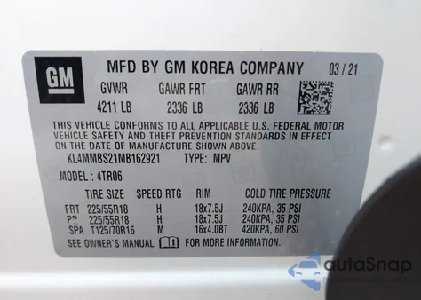 2021 Buick Encore Gx Fwd Preferred z USA, uszkodzony, nr VIN KL4MMBS21MB162921